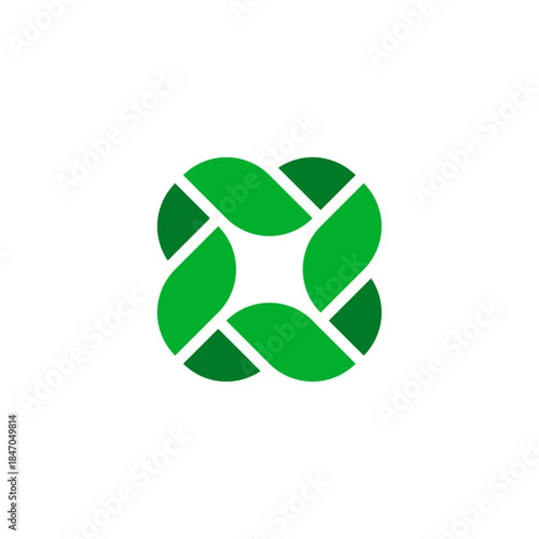 Obraz Abstract Green Intertwined Loop Square Logo Design