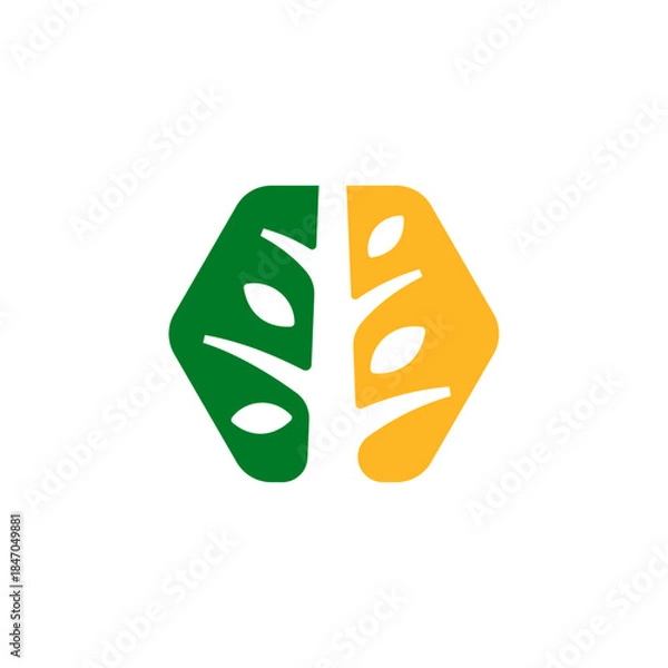 Obraz Green Abstract Hexagon Tree Leaf Nature Logo Design