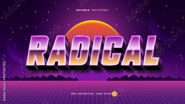 Fototapeta Radical 80s Synthwave Chrome Text Effect