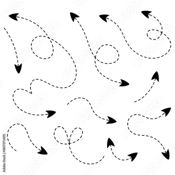 Obraz dashed doodle arrow icon set