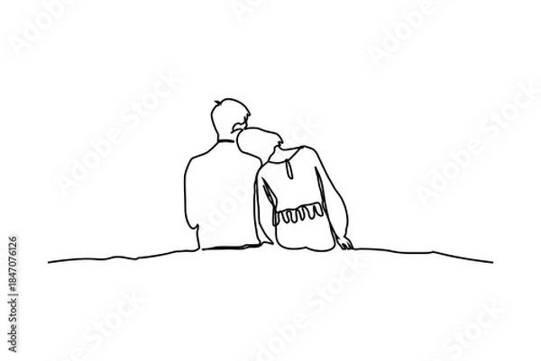 Fototapeta Couple  line art vector.