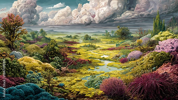 Obraz  A vivid landscape of future medicine, endangered by the rise of antibiotic resistant microbes (1)