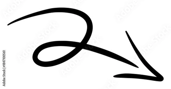 Obraz Hand Drawn Loopy Downward Arrow Icon.