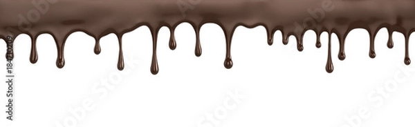 Fototapeta Chocolate stream on a white background. 3D illustration