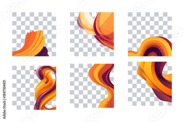 Fototapeta Abstract Flowing Shapes and Color Waves on Transparent Background