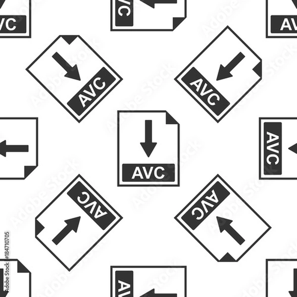 Obraz AVC file document icon. Download AVC button icon seamless pattern on white background. Flat design. Vector Illustration