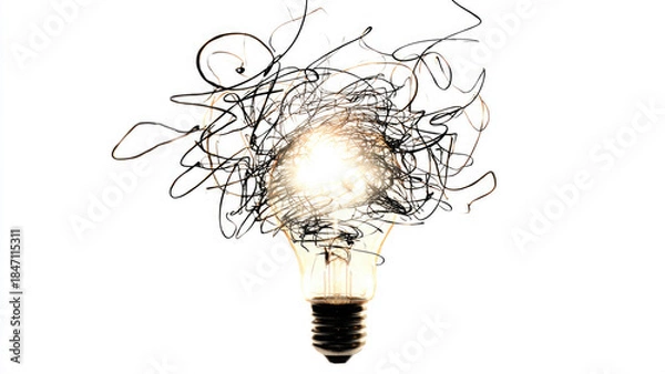 Obraz Light Bulb with chaotic messy lines