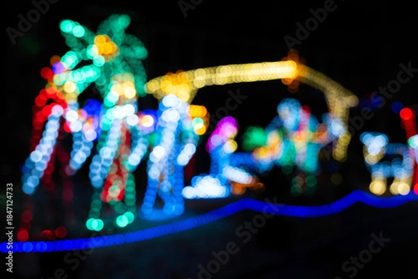 Obraz An abstracted view of blurry Christmas lights