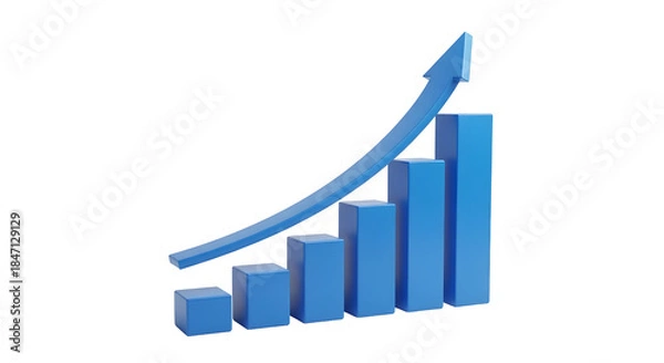 Obraz Increasing trend graph with blue bars and arrow
