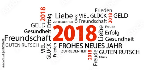Fototapeta word cloud with new year 2018 greetings