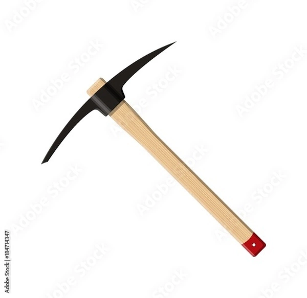Fototapeta Wooden pickaxe with iron tip.