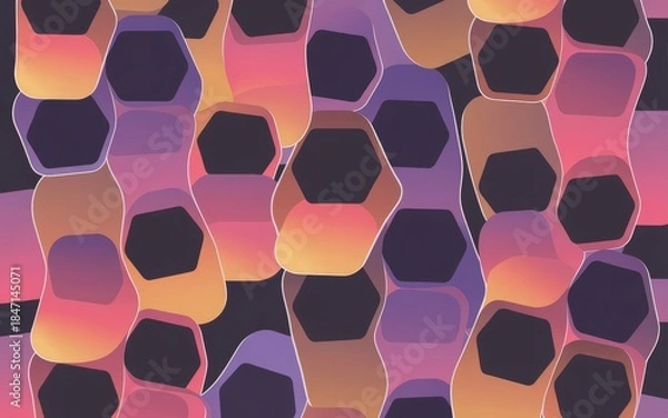 Obraz Whimsical modern backdrop showing a layered hex pattern, blending gray tonal variations with spatial flow.