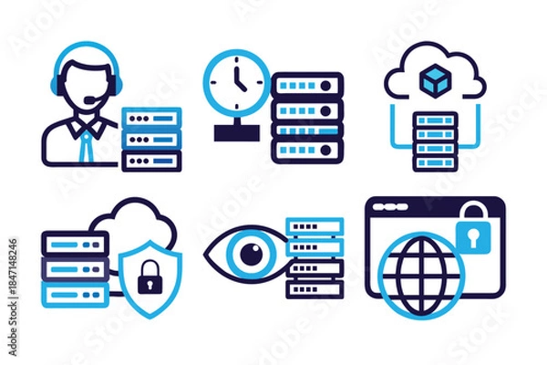 Fototapeta Web-Hosting icon Set vector illustration