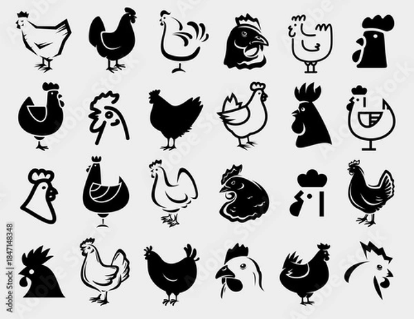 Obraz Chicken set. Collection icon chicken. Vector