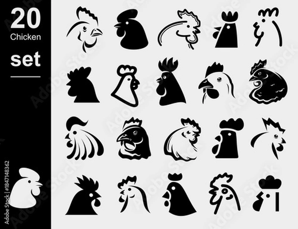 Obraz Chicken set. Collection icon chicken. Vector