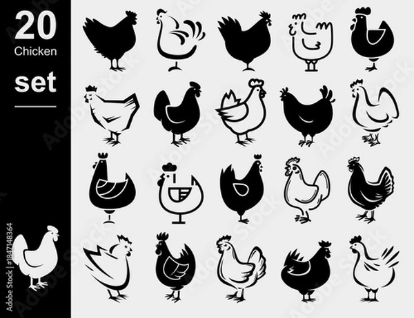 Obraz Chicken set. Collection icon chicken. Vector