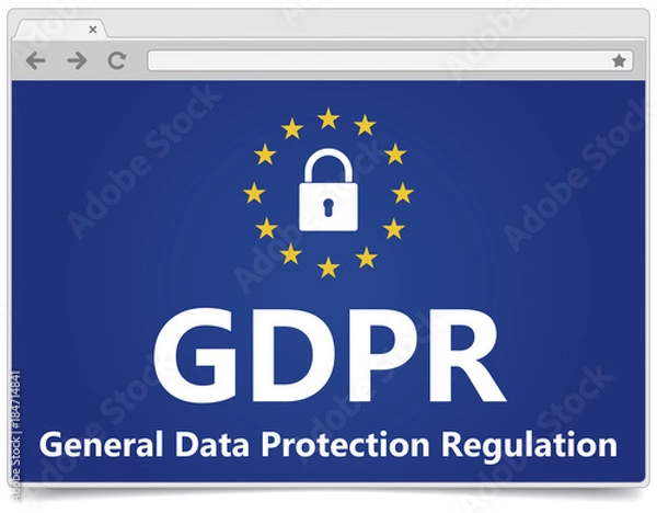 Fototapeta GDPR - General Data Protection Regulation. Web browser with padlock