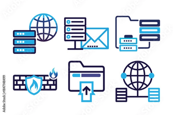 Fototapeta Web-Hosting icon Set vector illustration
