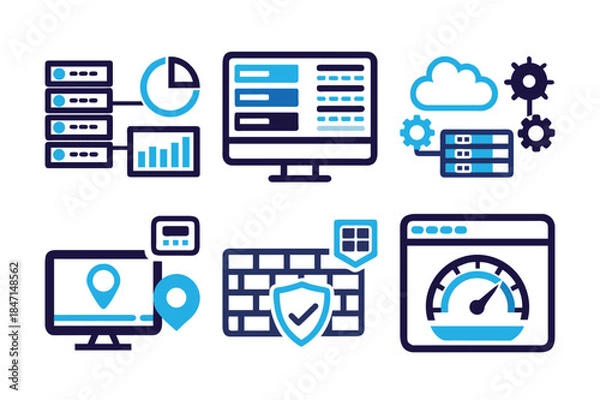 Fototapeta Web-Hosting icon Set vector illustration