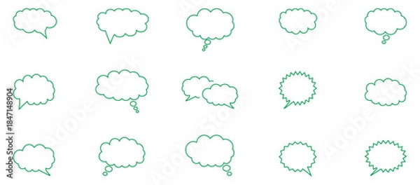 Obraz  Though bubble speach bubble set outline cloud bubble message thinking bubbleSpeech bubble collection. Set of speech bubble. Speech bubble comic symbol. .