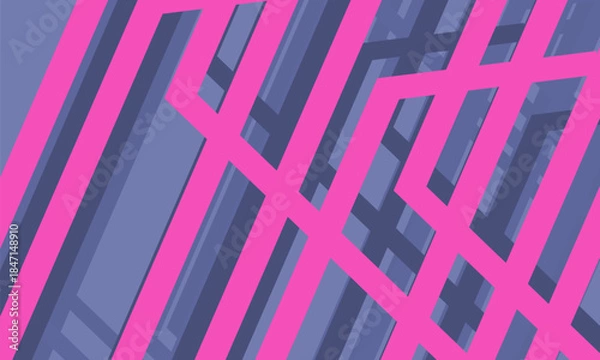 Obraz Blue and pink modern vector abstract background with geometric diagonal lines.