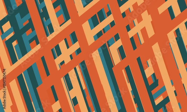 Obraz Colorful abstract modern background with blue and orange diagonal lines. Vector illustration