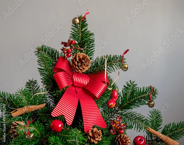 Obraz natural spruce branches decorated with pine cones