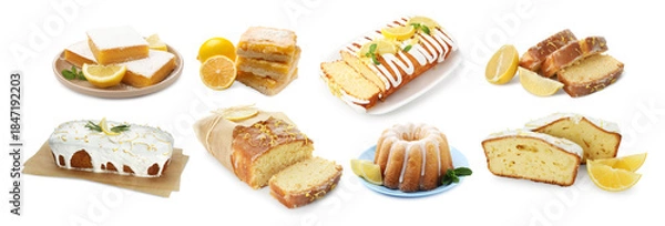 Obraz Delicious lemon pies isolated on white, set