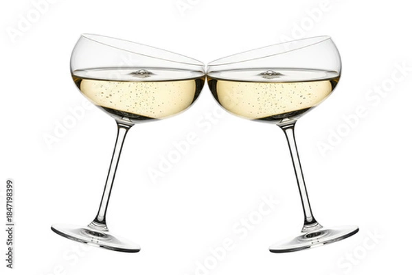 Obraz two clinking champagne coupe glasses