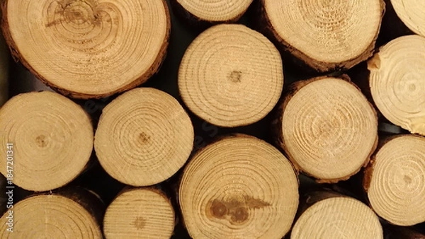 Obraz Natural wood log cross section texture background