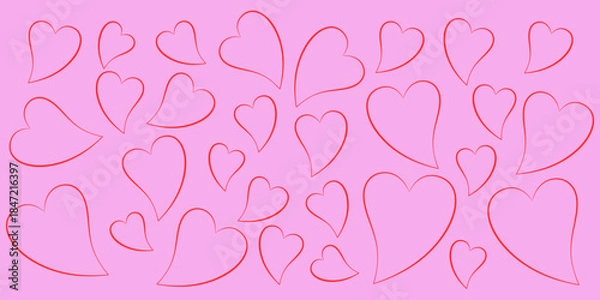 Obraz Abstract seamless pattern with red hearts on pink background for valentine's day card vector illustration