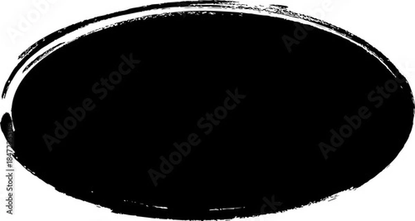 Obraz Oval brush painted ink. Grunge design elements