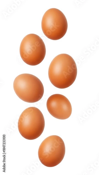 Obraz Falling chicken eggs isolated on transparent background