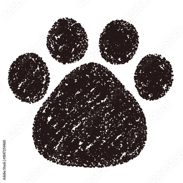 Obraz クレヨン素材　手描きの肉球の足跡のイラスト　犬　猫