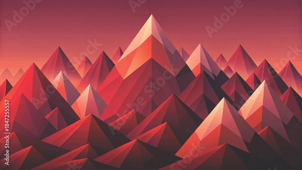 Fototapeta Flat geometric mountains vector background 