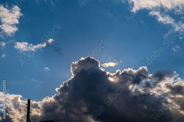 Obraz 大阪、高井田、Osaka Metro中央線、JRおおさか東線、交通、鉄道、青空、雲、川、橋、林木、水