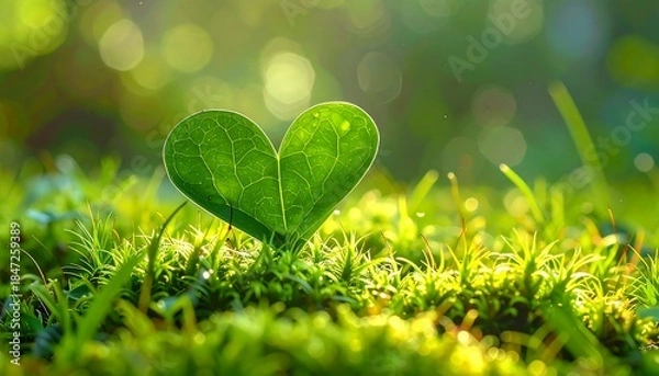 Obraz Leaf Shaped Heart on Moss