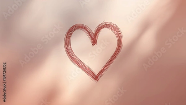 Fototapeta 恋愛メッセージに合う抽象ハートの愛シンボル ミニマルなモチーフ.生成AI