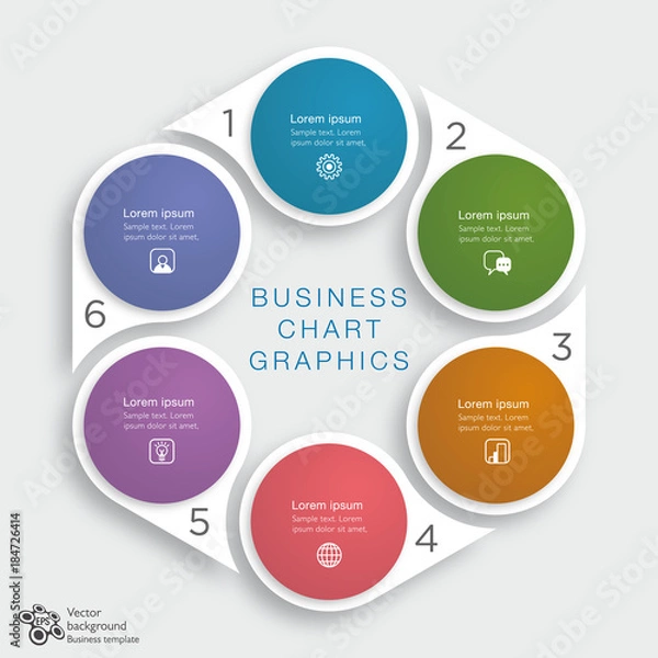 Fototapeta Business Chart Design 6-Step #Vector Graphics