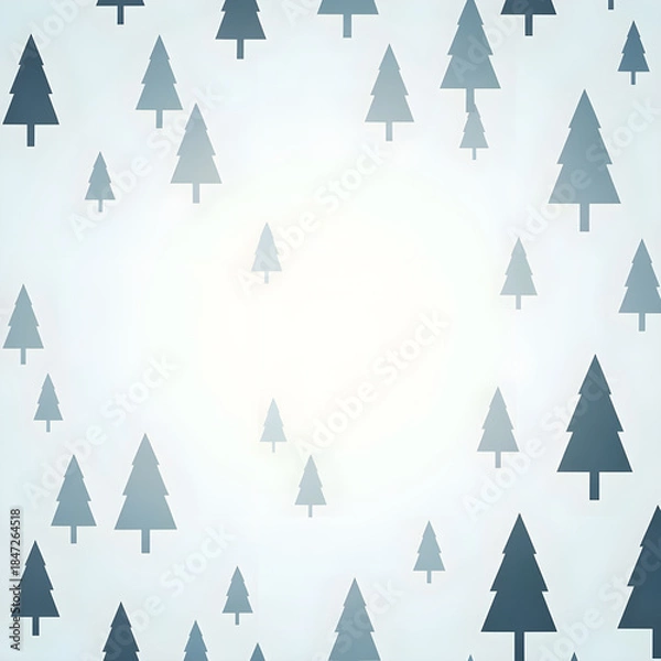 Obraz Pine tree winter pattern with soft blue tones, Christmas pattern