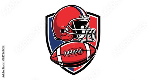 Obraz American Football Helmet and Ball with Shield Logo Design Vector