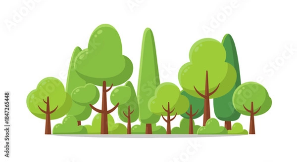 Obraz Collection of Flat Design Cartoon Trees and Bushes Vector Illustration