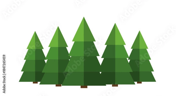 Obraz Flat Design Coniferous Pine Trees Set Vector Illustration