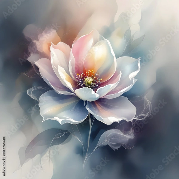 Obraz Ethereal bloom: a stunning digital floral artwork
