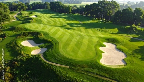 Obraz Lush green golf course view