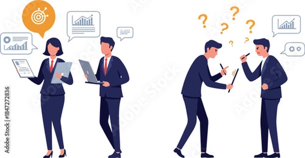 Obraz Business People Analyzing Data and Having a Problem Solving Meeting