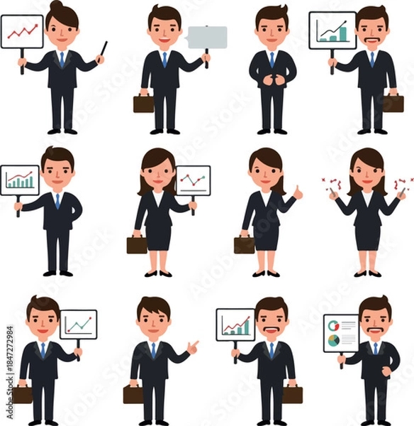 Fototapeta Business People Showing Growth Charts and Making Presentations