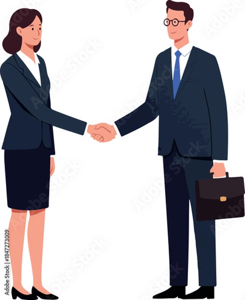 Obraz Business Professionals Shaking Hands Flat Design Isolated Vector