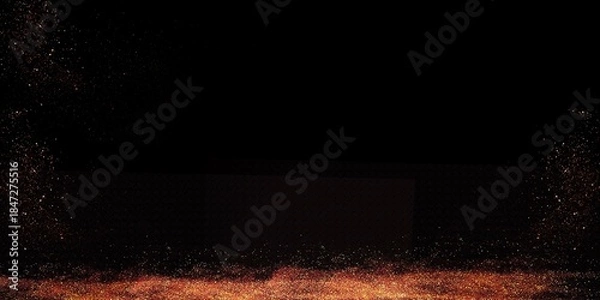 Obraz Golden particles background on black background