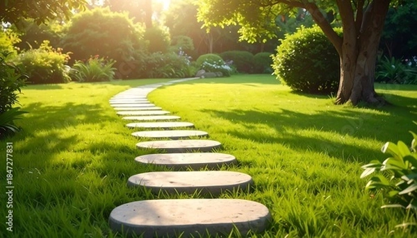 Obraz Pathway through sunlit garden